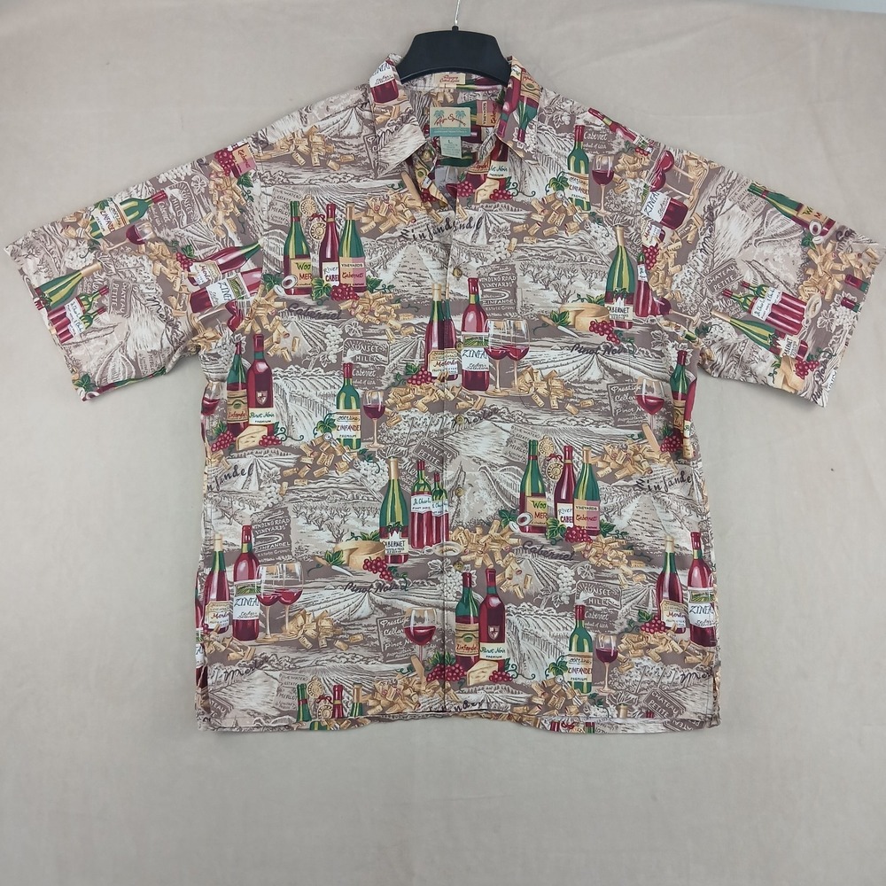 Vintage Reyn Spooner Large Mens Shirt Hawaiian Camp Korea Wine 24x29 **Fits XL *